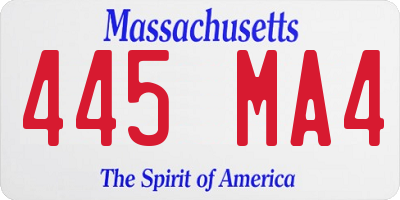 MA license plate 445MA4