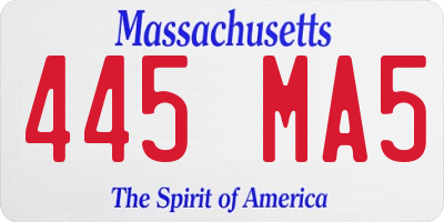 MA license plate 445MA5