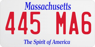 MA license plate 445MA6