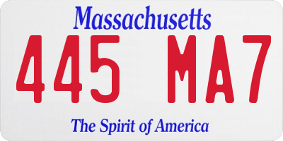 MA license plate 445MA7