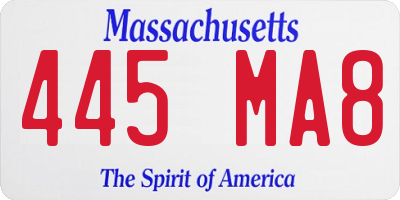MA license plate 445MA8