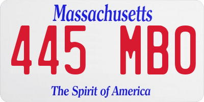 MA license plate 445MB0