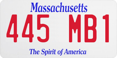 MA license plate 445MB1