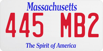 MA license plate 445MB2