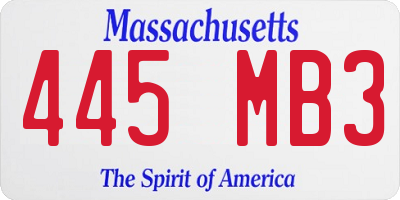 MA license plate 445MB3