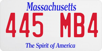 MA license plate 445MB4
