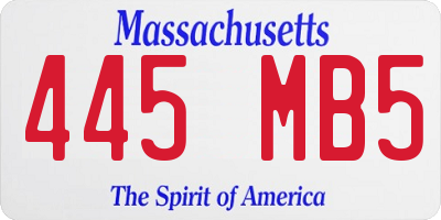 MA license plate 445MB5
