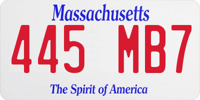 MA license plate 445MB7