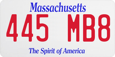 MA license plate 445MB8