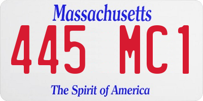 MA license plate 445MC1