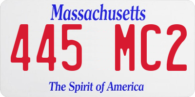 MA license plate 445MC2