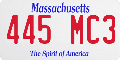 MA license plate 445MC3