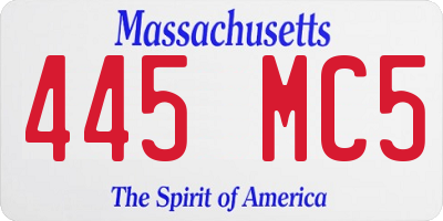 MA license plate 445MC5