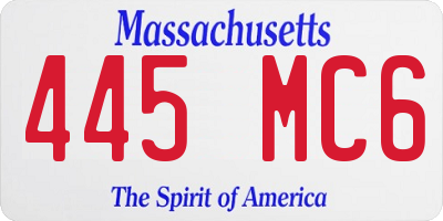 MA license plate 445MC6