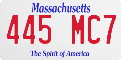 MA license plate 445MC7
