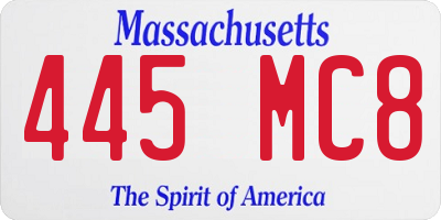 MA license plate 445MC8