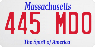 MA license plate 445MD0