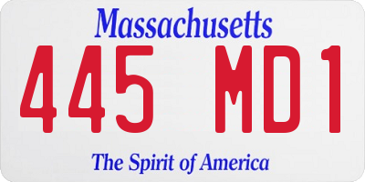 MA license plate 445MD1
