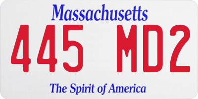MA license plate 445MD2