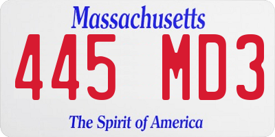 MA license plate 445MD3