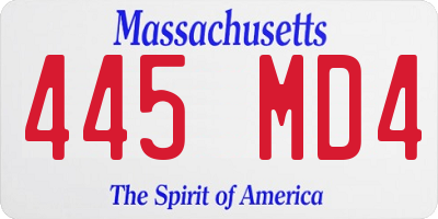 MA license plate 445MD4