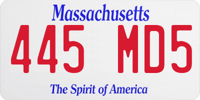 MA license plate 445MD5