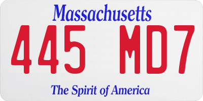 MA license plate 445MD7