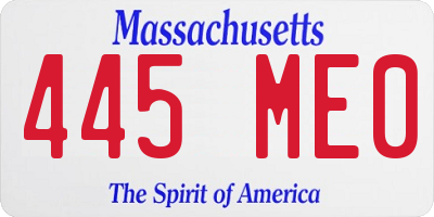 MA license plate 445ME0