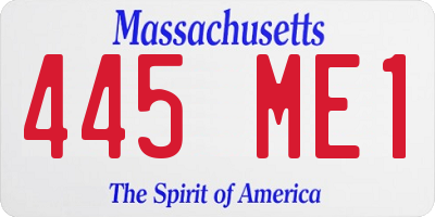 MA license plate 445ME1
