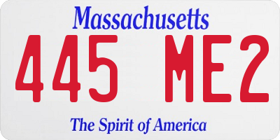 MA license plate 445ME2
