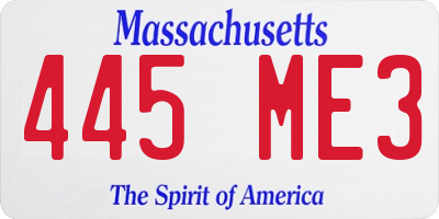 MA license plate 445ME3