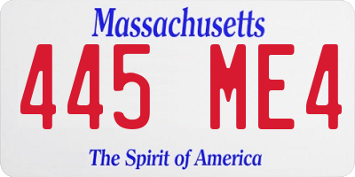MA license plate 445ME4