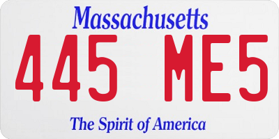 MA license plate 445ME5