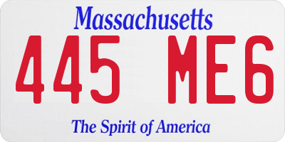 MA license plate 445ME6