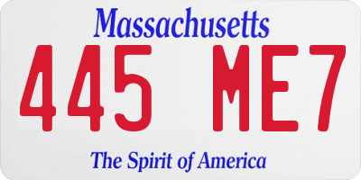 MA license plate 445ME7