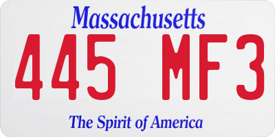 MA license plate 445MF3