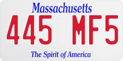 MA license plate 445MF5