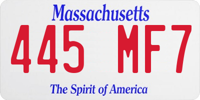 MA license plate 445MF7