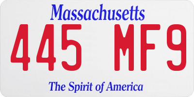 MA license plate 445MF9