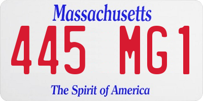 MA license plate 445MG1