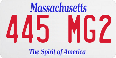 MA license plate 445MG2