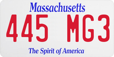MA license plate 445MG3