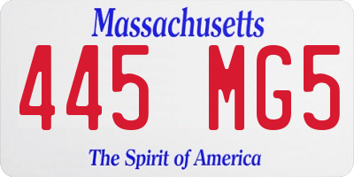 MA license plate 445MG5