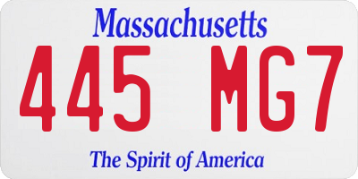 MA license plate 445MG7