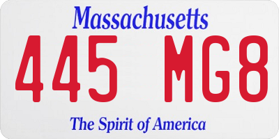 MA license plate 445MG8