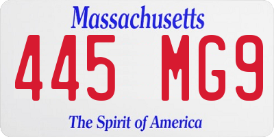 MA license plate 445MG9