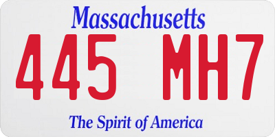 MA license plate 445MH7