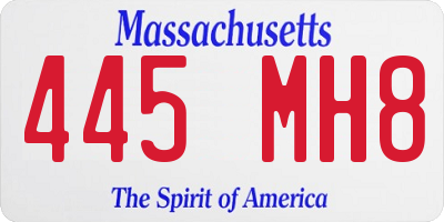 MA license plate 445MH8
