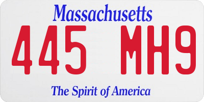 MA license plate 445MH9