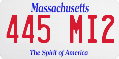 MA license plate 445MI2